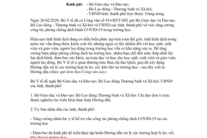 Công văn 1244/BYT-MT 2020 hướng dẫn xử lý các trường hợp bị sốt ho khó thở tại trường học