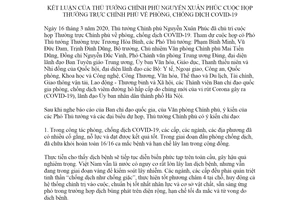 Thông báo 102/TB-VPCP 2020 kết luận của Thủ tướng Chính phủ phòng chống dịch COVID-19