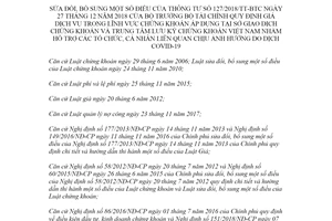 Thông tư 14/2020/TT-BTC sửa đổi Thông tư 127/2018/TT-BTC giá dịch vụ trong lĩnh vực chứng khoán