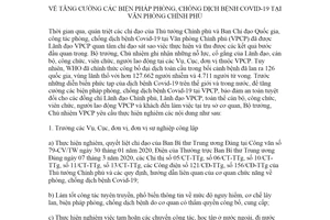 Chỉ thị 1939/CT-VPCP 2020 tăng cường biện pháp phòng chống dịch bệnh Covid-19