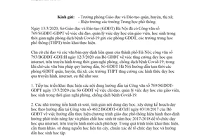 Công văn 809/SGDĐT-GDPT 2020 dạy học trên truyền hình chống Covid 19 Sở Giáo dục Hà Nội