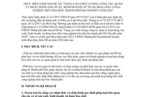 Kế hoạch 57/KH-UBND 2020 quản lý hoạt động sản xuất sử dụng hóa chất công nghiệp Hà Nội