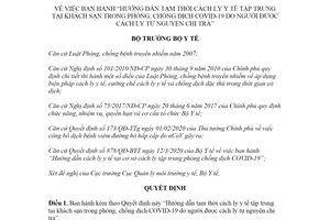 Quyết định 1246/QĐ-BYT 2020 Hướng dẫn cách ly y tế tại khách sạn phòng chống dịch COVID-19