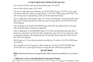 Quyết định 61/QĐ-UBND 2020 phê duyệt kế hoạch sử dụng đất huyện Lâm Bình tỉnh Tuyên Quang