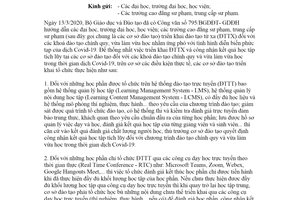 Công văn 988/BGDĐT-GDĐH 2020 bảo đảm chất lượng đào tạo từ xa trong thời gian chống Covid-19