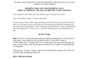 Nghị quyết 288/2020/NQ-HĐND thẩm quyền quyết định dự án đầu tư công nhóm C Đà Nẵng