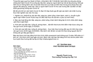 Công văn 1385/BCĐQG 2020 kinh nghiệm phân luồng người nghi bị viêm đường hô hấp tại cơ sở y tế