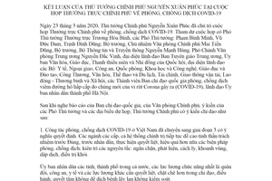 Thông báo 122/TB-VPCP 2020 kết luận Thủ tướng Chính phủ tại cuộc họp phòng chống dịch COVID-19