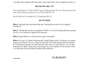 Quyết định 1282/QĐ-BYT 2020 Hướng dẫn tạm thời việc xét nghiệm COVID-19