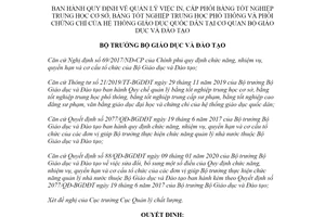 Quyết định 821/QĐ-BGDĐT 2020 quản lý việc in cấp phôi bằng tốt nghiệp trung học