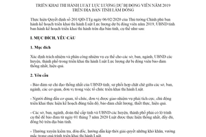 Kế hoạch 1404/KH-UBND 2020 triển khai thi hành Luật Lực lượng dự bị động viên 2019 Lâm Đồng