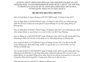 Quyết định 880/QĐ-BCT 2020 thuế chống bán phá giá sản phẩm plastic có xuất xứ từ Trung Hoa