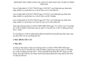 Kế hoạch 314/KH-UBDT-BTP 2020 phối hợp thực hiện công tác hoàn thiện văn bản quy phạm