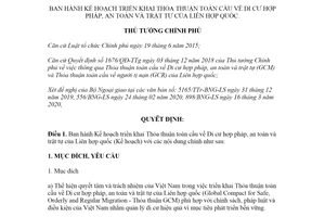 Quyết định 402/QĐ-TTg 2020 triển khai Thỏa thuận toàn cầu Di cư hợp pháp của Liên hợp quốc