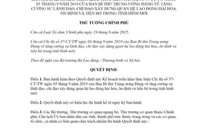 Quyết định 416/QĐ-TTg 2020 thực hiện Chỉ thị 37-CT/TW xây dựng quan hệ lao động hài hòa ổn định