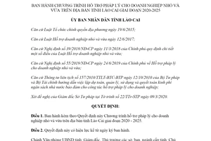 Quyết định 646/QĐ-UBND 2020 Chương trình hỗ trợ pháp lý doanh nghiệp nhỏ và vừa tỉnh Lào Cai