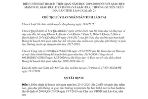 Quyết định 698/QĐ-UBND 2020 điều chỉnh thời gian năm học đối với giáo dục mầm non Lào Cai