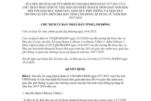 Quyết định 527/QĐ-UBND 2020 sửa đổi Kế hoạch thời gian năm học tỉnh Lâm Đồng