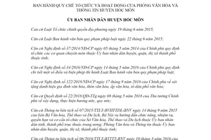 Quyết định 01/2020/QĐ-UBND Quy chế Tổ chức của Phòng Văn hóa huyện Hóc Môn Hồ Chí Minh