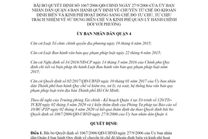 Quyết định 01/2020/QĐ-UBND bãi bỏ Quyết định 1067/2006/QĐ-UBND Quận 4 Hồ Chí Minh