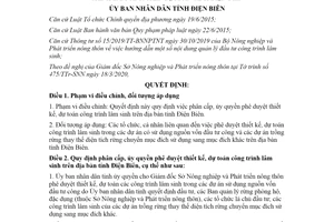 Quyết định 04/2020/QĐ-UBND ủy quyền phê duyệt thiết kế dự toán công trình lâm sinh tỉnh Điện Biên