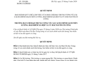 Quyết định 199/QĐ-BCĐCCTLBHXH 2020 Quy chế làm việc Ban Chỉ đạo bảo hiểm xã hội