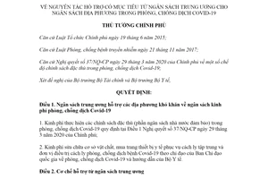 Quyết định 437/QĐ-TTg 2020 nguyên tắc hỗ trợ từ trung ương cho địa phương phòng chống Covid-19