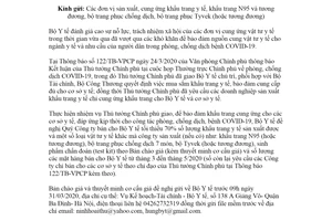 Công văn 1654/BYT-KH-TC 2020 cung cấp số lượng giá bán vật tư y tế phục vụ phòng chống COVID-19