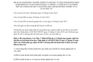 Nghị định 37/2020/NĐ-CP bổ sung Danh mục ngành nghề ưu đãi đầu tư kèm 118/2015/NĐ-CP