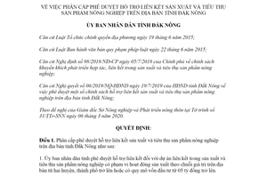 Quyết định 05/2020/QĐ-UBND hỗ trợ liên kết sản xuất và tiêu thụ sản phẩm nông nghiệp Đắk Nông