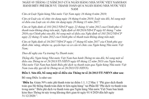 Thông tư 04/2020/TT-NHNN sửa đổi Thông tư 26/2013/TT-NHNN Biểu phí thanh toán qua Ngân hàng