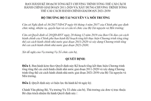 Quyết định 791/QĐ-BTNMT 2020 tổng kết Chương trình tổng thể cải cách hành chính