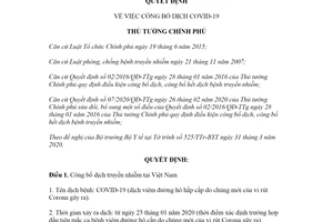 Decision 447/QD-TTg 2020 Declaration of COVID-19 epidemic