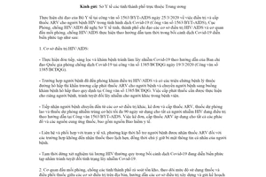Công văn 178/AIDS-ĐT 2020 hướng dẫn điều trị thuốc ARV người nhiễm HIV trong dịch COVID-19