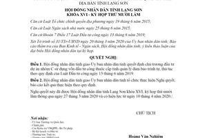 Nghị quyết 04/2020/NQ-HĐND đầu tư dự án nhóm C sử dụng vốn đầu tư công cấp tỉnh Lạng Sơn