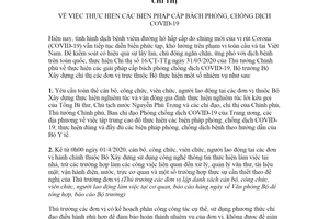 Chỉ thị 02/CT-BXD 2020 thực hiện biện pháp cấp bách phòng chống dịch COVID-19