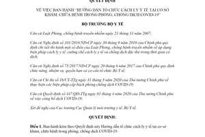 Quyết định 1551/QĐ-BYT 2020 Hướng dẫn cách ly y tế tại cơ sở khám chữa bệnh phòng COVID-19