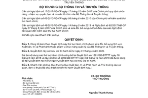 Quyết định 432/QĐ-BTTTT 2020 công bố thủ tục hành chính lĩnh vực Xuất bản In và Phát hành