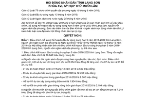 Nghị quyết 03/2020/NQ-HĐND điều chỉnh kế hoạch đầu tư công trung hạn 5 năm tỉnh Lạng Sơn