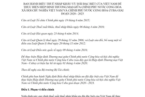 Nghị định 39/2020/NĐ-CP Biểu thuế nhập khẩu ưu đãi đặc biệt thực hiện Hiệp định Việt Nam Cuba