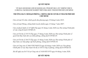 Quyết định 1203/QĐ-BCĐ 2020 Bộ chỉ số tính lây nhiễm virus Corona tại doanh nghiệp Hồ Chí Minh