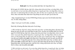 Công văn 550/BVTV-VP 2020 thực hiện Cơ chế một cửa quốc gia