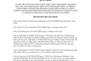 Quyết định 436/QĐ-BTC 2020 bổ sung mặt hàng được miễn thuế nhập khẩu virus Corona gây ra