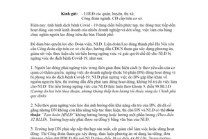 Công văn 198/LĐLĐ 2020 trả lương cho người lao động trong thời gian ngừng việc do Covid-19