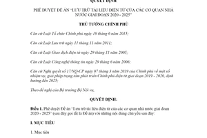 Quyết định 458/QĐ-TTg 2020 phê duyệt Đề án Lưu trữ tài liệu điện tử của các cơ quan nhà nước