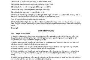 Nghị định 42/2020/NĐ-CP Danh mục hàng hoá nguy hiểm vận chuyển bằng phương tiện đường bộ