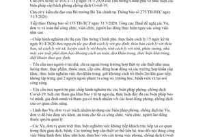 Thông báo 184/TB-TCT 2020 triển khai biện pháp cấp bách chống Covid-19