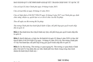 Quyết định 14/2020/QĐ-TTg Quy chế phối hợp giải quyết tranh chấp đầu tư quốc tế