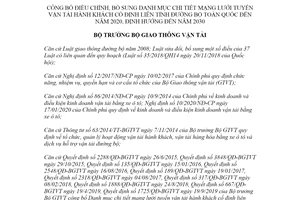 Quyết định 542/QĐ-BGTVT 2020 Danh mục mạng lưới tuyến vận tải hành khách cố định liên tỉnh