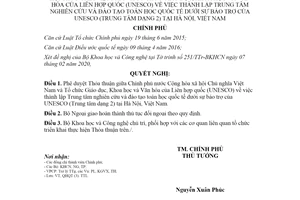 Nghị quyết 43/NQ-CP 2020 thành lập Trung tâm nghiên cứu toán học quốc tế dưới sự bảo trợ UNESCO